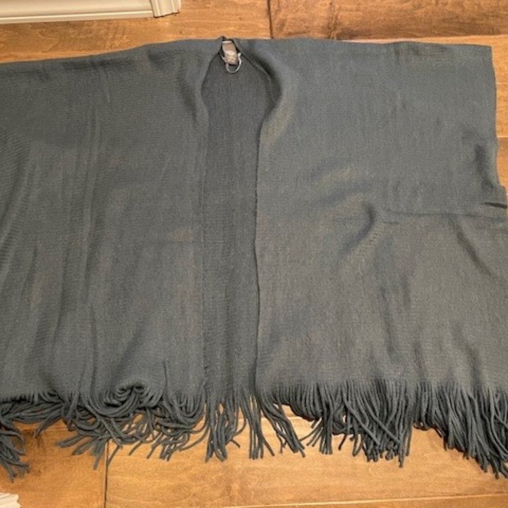 Vince Camuto Dusty Blue Fringed Shawl